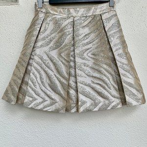 Metallic Pleated Zebra Print Skirt